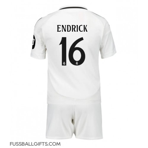 Real Madrid Endrick #16 Fußballbekleidung Heimtrikot Kinder 2024-25 Kurzarm (+ kurze hosen)